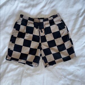 Boys Black and Tan Checkered Shorts Size 7/8